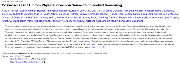 英伟达团队发布最新具身模型 Cosmos-Reason1在物